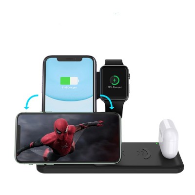 Patent Product New Qi Fast Charging Dock Station 4 in 1 Wireless Charger For iPhone for Apple Watch for Airpods