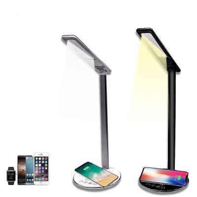 LED Table desk Lamp with 10W QI Wireless Fast Phone Charger lamp USB Charge Reading Light portable charger